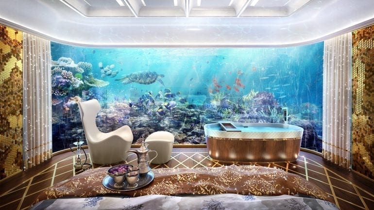 interior design option for master underwater bedroom (middle eastern)