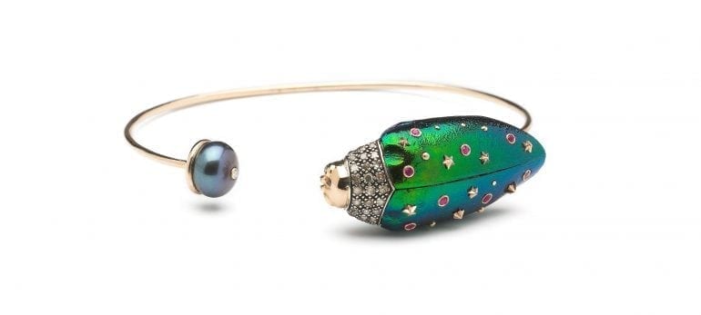 scarab-collection-scarab-bangle-18-yellow-gold-sterlings-silver-brown-diamonds-pink-sapphire-scarab-wings-thahitian-pearl