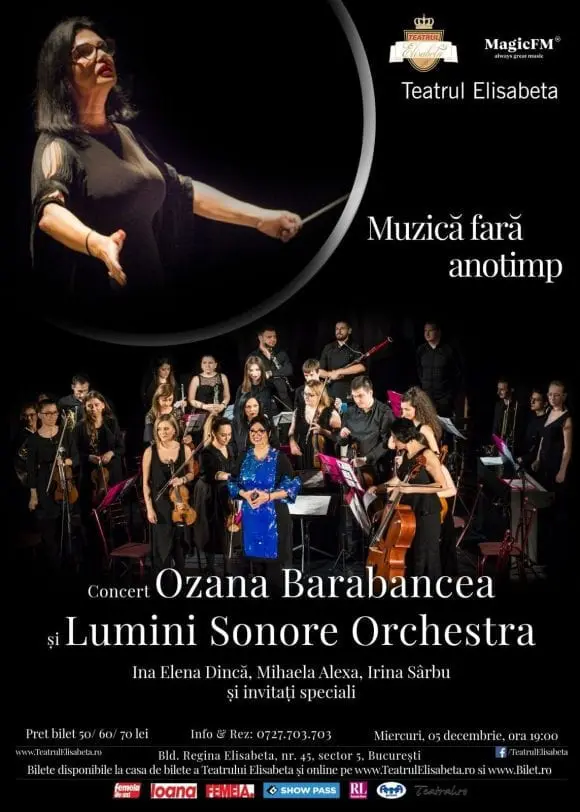 Concertul „Muzică fără Anotimp”, de Ozana Barabancea și Lumini Sonore Orchestra