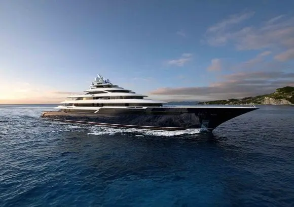 Giga-iahtul Columbus Classic, de 120 de metri, cu două piscine și o cascadă spectaculoasă la bord