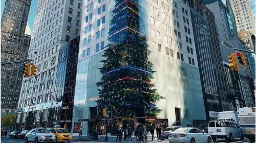 Louis Vuitton a creat un brad de Crăciun pe fațada magazinului din New York