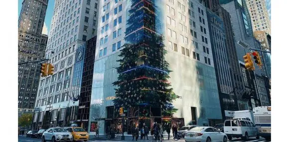 Louis Vuitton a creat un brad de Crăciun pe fațada magazinului din New York