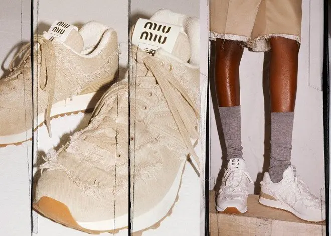 Colecția Miu Miu și New Balance 574 este disponibilă pentru comenzi