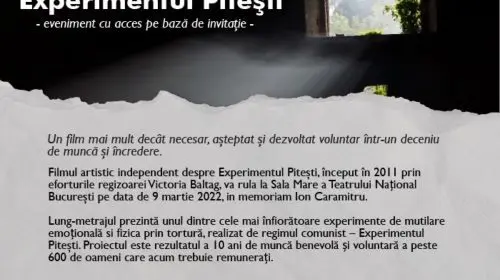 Proiecția de Gală In Memoriam Ion Caramitru a Filmului Experimentul Pitești