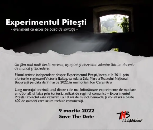 Proiecția de Gală In Memoriam Ion Caramitru a Filmului Experimentul Pitești
