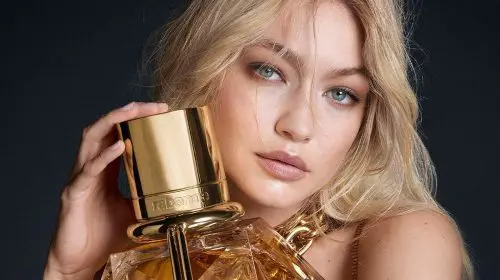 Gigi Hadid este imaginea parfumului „Million Gold for Her” al lui Rabanne
