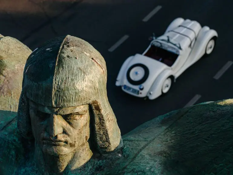 BMW 328 and BMW 328 Hommage at Avitator Statue, Bucharest 2025, pictures by Dragos Savu