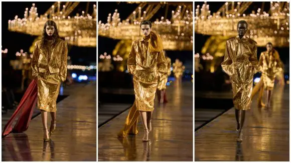Show-ul Saint Laurent primăvară/vară 2027 îmbracă Parisul în aur
