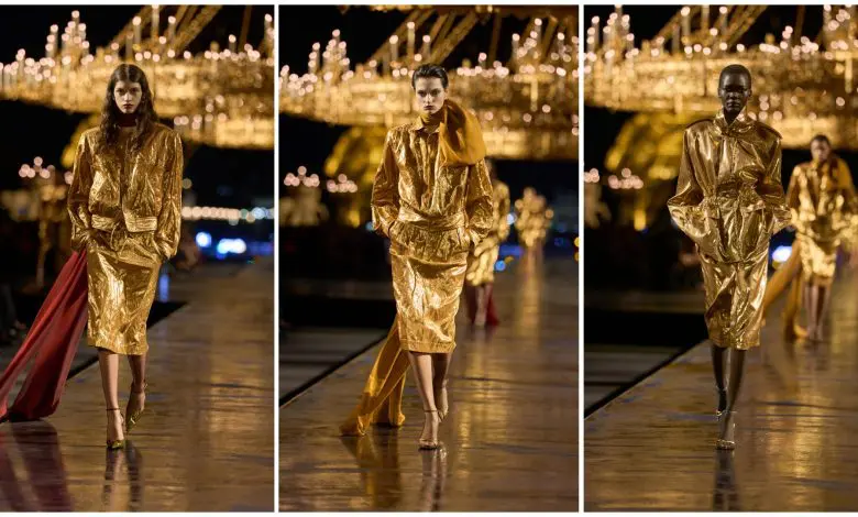 Show-ul Saint Laurent primăvară/vară 2027 îmbracă Parisul în aur