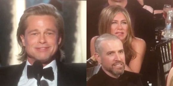 Globurile de Aur 2020 – Cum l-a privit Jennifer Aniston pe Brad Pitt în timpul discursului său