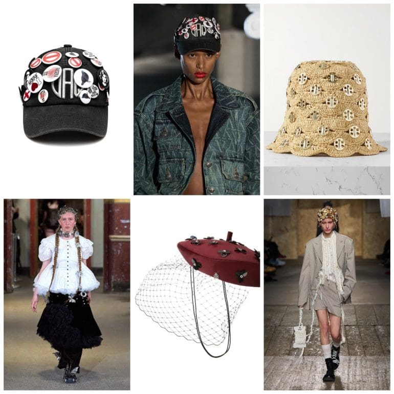 Șapcă, Vaquera, 187 euro, runway Vaquera, pălărie, Rabanne, 390 euro, runway Chopova Lowena, beretă, Maison Michel, 326 euro, runway Moschino